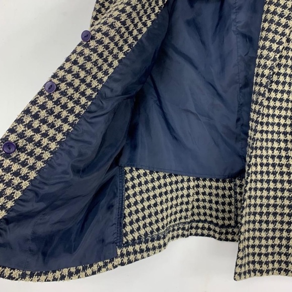 Norton Jackets & Blazers - NORTON cream and blue houndstooth blazer